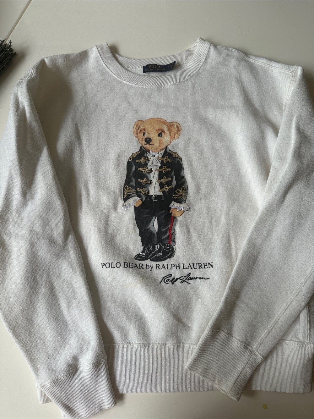 Ralph Lauren White Polo Bear Crewneck Sweatshirt - Picture 2 of 9